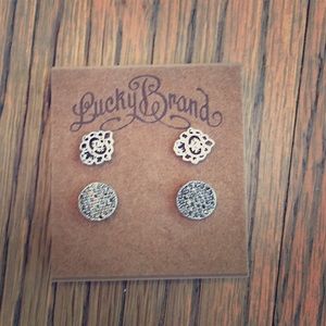 Lucky brand silver stud earring 2 pairs